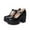 Black, variant on Womens Block High Heel Platform Shoes Ankle Strap Mary Jane Shoes Round Toe Wedge High Heels for Women Open Toe