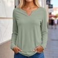 thumbnail image 2 of Bmisegm Long Sleeve Tops for Women V Neck Casual Blouse Loose Fit Solid Color Tops Everyday Womens Tops Light Green XXL, 2 of 6
