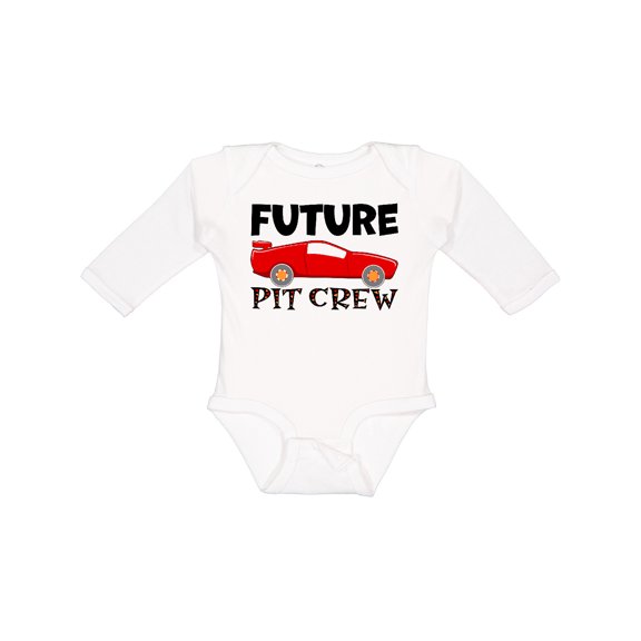 Inktastic Future Pit Crew Red Race Car Boys or Girls Long Sleeve Baby Bodysuit