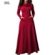 thumbnail image 1 of Vestido largo para mujer, color sólido, bolsillo, noche, fiesta, disfraz, rojo vino, 3XL seitruly AP000721-30, 1 of 7