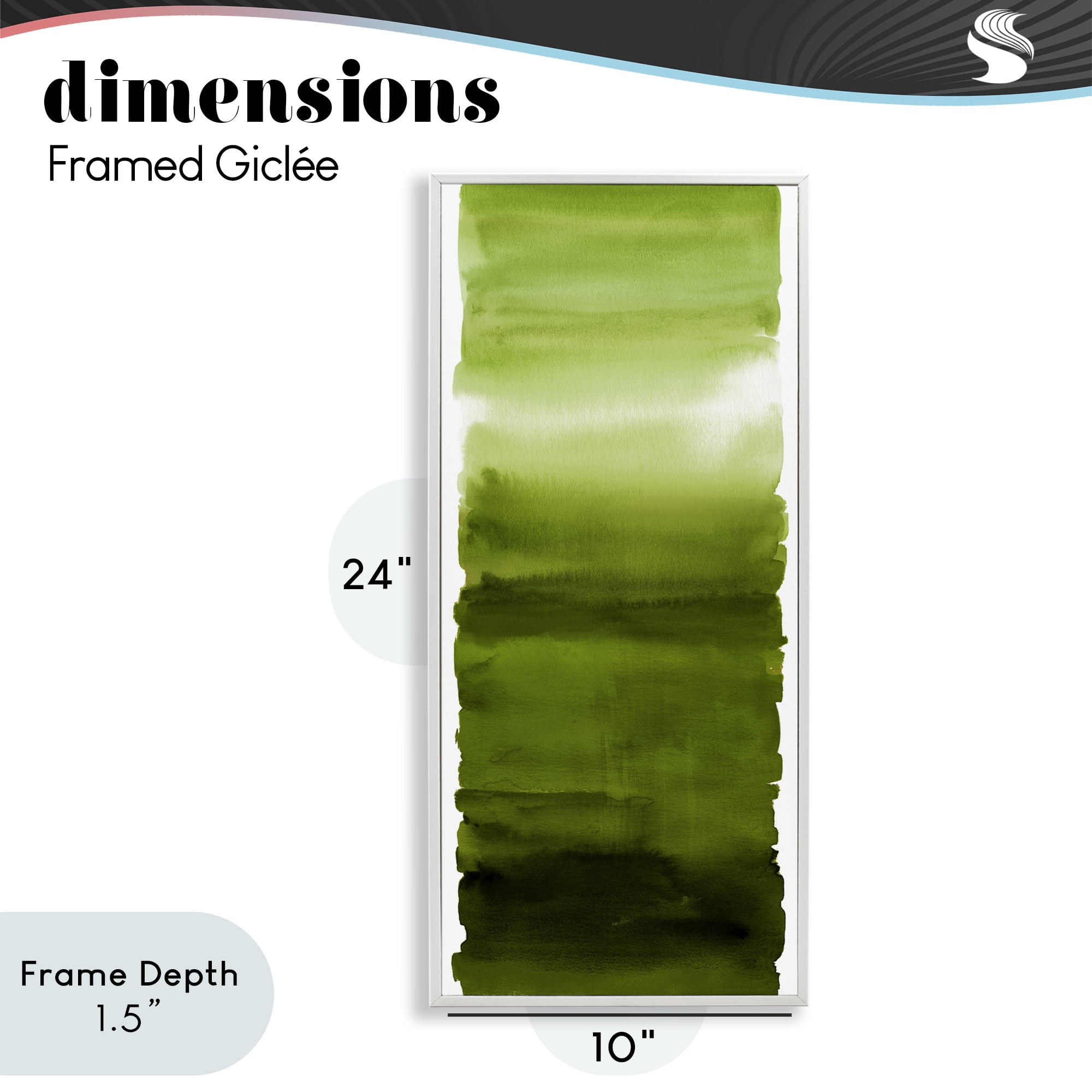 Stupell Industries Green Blend Gradient White Framed Giclee Art, design by Allie Corbin