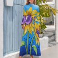 thumbnail image 4 of Sunflowers Blue Sky Art Women's Long Dress Long Sleeves Dress Vintage Dresses Party Maxi Dress High Waist Dress, 4 of 4