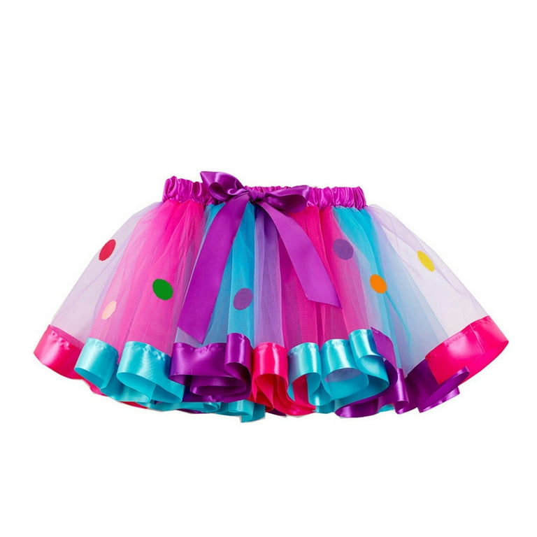 Shldybc 4th of July Girls Skirt Toddler Baby Girls Cute Star Net Yarn Princess Skirt Layered Ballet Tulle Rainbow Tutu Skirt for Little Girls