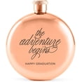 thumbnail image 1 of Weddingstar Flacon Rond Personnalisable en Acier Inoxydable Or Rose – l'Aventure Commence Gravure, 1 of 2