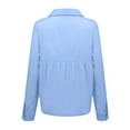 thumbnail image 4 of Petite Tops For Women, Loose Blouses Casual Solid Lapel V Neck Long Sleeve Button Down Linen Shirt Lightweight Tops Spring Women 2025 Tops Bell Going Out Tops Shirt Workout (XXL, Blue) ZMTing, 4 of 5
