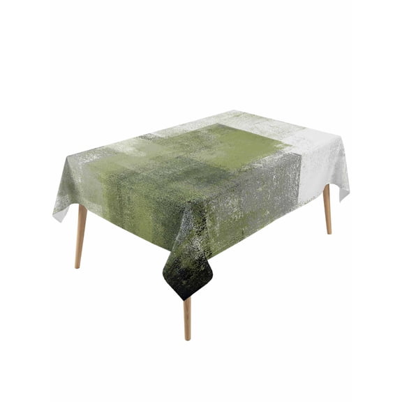 Sage Green Ombre Table Cloth, Vintage Shabby Abstract Plaid Art Waterproof Tablecloth for Rectangle Tables, Reusable Washable Fabric Table Cover for Restaurant Kitchen Dining Tables 54"x108"