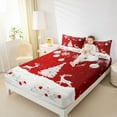 thumbnail image 4 of Homewish Wild Christmas Reindeer Twin Sheet Sets,Chic Xmas Tree Twin Fitted Sheet,Red White Flat Sheet For Girsl Boys,Ultra Soft Home Decor,3pcs, 4 of 7