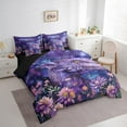 thumbnail image 3 of Erosebridal Cartoon Dragon Bed in a Bag Queen Size,Purple Botanical Flower Bed Set,Western Magic Animal Bedding Queen Size For Teens, Super Cozy Room Decoration Reversible,7 Pieces, 3 of 6