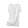 thumbnail image 1 of LOVZFMLL Hauts d'Été pour Femmes Chemise Décontractée Fine Douce et Basique Longueur Moyenne Manches Courtes Col Rond Haut/chemise, 1 of 4