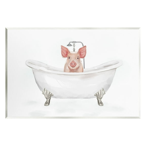 Country Pig Cute Bathtub Animals & Insects Graphic Art Unframed Art Print Wall Art