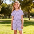 thumbnail image 6 of Cethrio Girls Summer Outfit Sets, Short Sleeve Soft Fashion Casual Girls' 2 Piece Sets Purple Size 10-12, 6 of 8