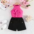 thumbnail image 2 of Hifoo Girls Summer Outfits 2 Piece Sets Fashion Sleeveless Tops With Floral Print Shorts Casual Playwear Toddler Kids Clothes Stylish Child Clothes Sets, 2 of 6