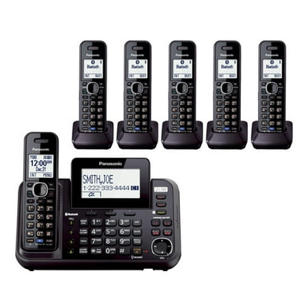 Panasonic Dect 6 Bluetooth Panasonic KX-TG9542B + (4) KX-TGA950B DECT 6.0 Plus 2-Line Operation Bluetooth Enabled 6 Handset Cordless Phone ()