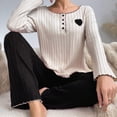 thumbnail image 4 of Blmnix Petite Pajamas Pajama Pants Cute Pajama Sleepwear Sets Pjs Long Sleeve Full Boat Neck Black Valentines Day Pjs,S, 4 of 8