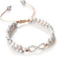 thumbnail image 3 of Pulsera de piedra howlita blanca natural para mujer, yoga bohemia, árbol de la vida infinito, joyería trenzada hecha a mano para hombres, 3 of 5