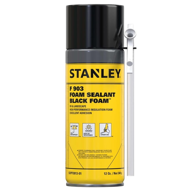 Sellador de espuma en aerosol Stanley F903 negro, 355 ml, resistente al agua