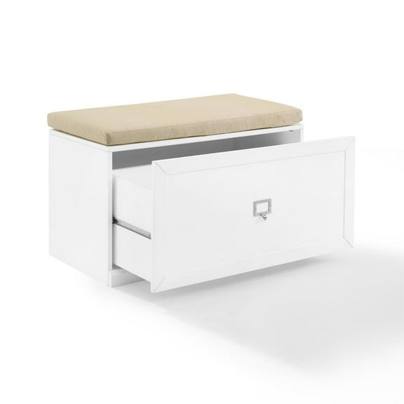 Crosley Furniture Harper Entryway Bench in White/Tan