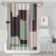 thumbnail image 1 of Ensemble de Rideau de Douche avec Encliquetage, Formes Vert Sauge Noir Lignes (5) Rideaux de Douche Imperméables Doublure de Douche, Doublure de Douche Décorative en Polyester, 72x72 Pouces, 1 of 4