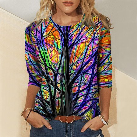 

TZNBGO Long Sleeve Tee Shirts for Women Women s Graffiti Printed Blouses Fashion 2022 Women Classic Novelty Tops Comfortable Crewneck Classic Tops Purple L Sleeveless Tops For Women Bra Tops For31911