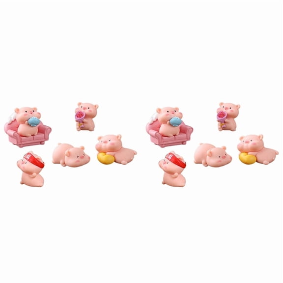 12 Pcs Miniature Pigs Figurines Cute Pink Pig Family Toys Figures DIY Crafts for Fairy Garden Decoration