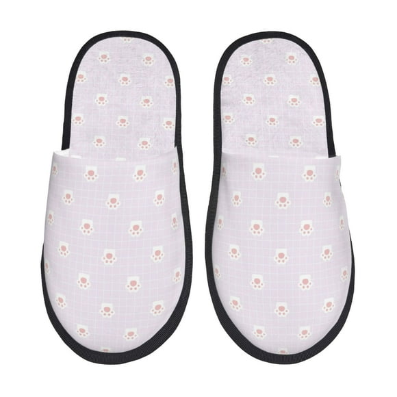 Disketp Kawaii Cat Paw Print Fuzzy House Memory Foam Slippers, Furry Fur Lined Bedroom Shoes, Cozy Indoor-Large