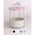 thumbnail image 6 of Round End Side Table with Fabric Storage Basket Bedside Table Nightstand for Living Room Bedroom Jelly Pink Classic White, 6 of 6