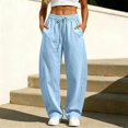 thumbnail image 3 of Evdexr Womens Sweatpants Barrel Drawstring Elastic Waist Joggers Solid Baggy Wide Leg Stretch Trousers Trendy 2026 Soft Pants with Pockets Light Blue XL, 3 of 6