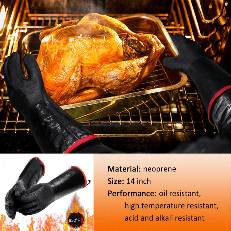 RAPICCA Heat Resistant BBQ Grill Gloves: Oil Resistant Waterproof for  Smoking Grilling Cooking Barbecue Deep Frying Turkey Rotisserie Handling  Hot