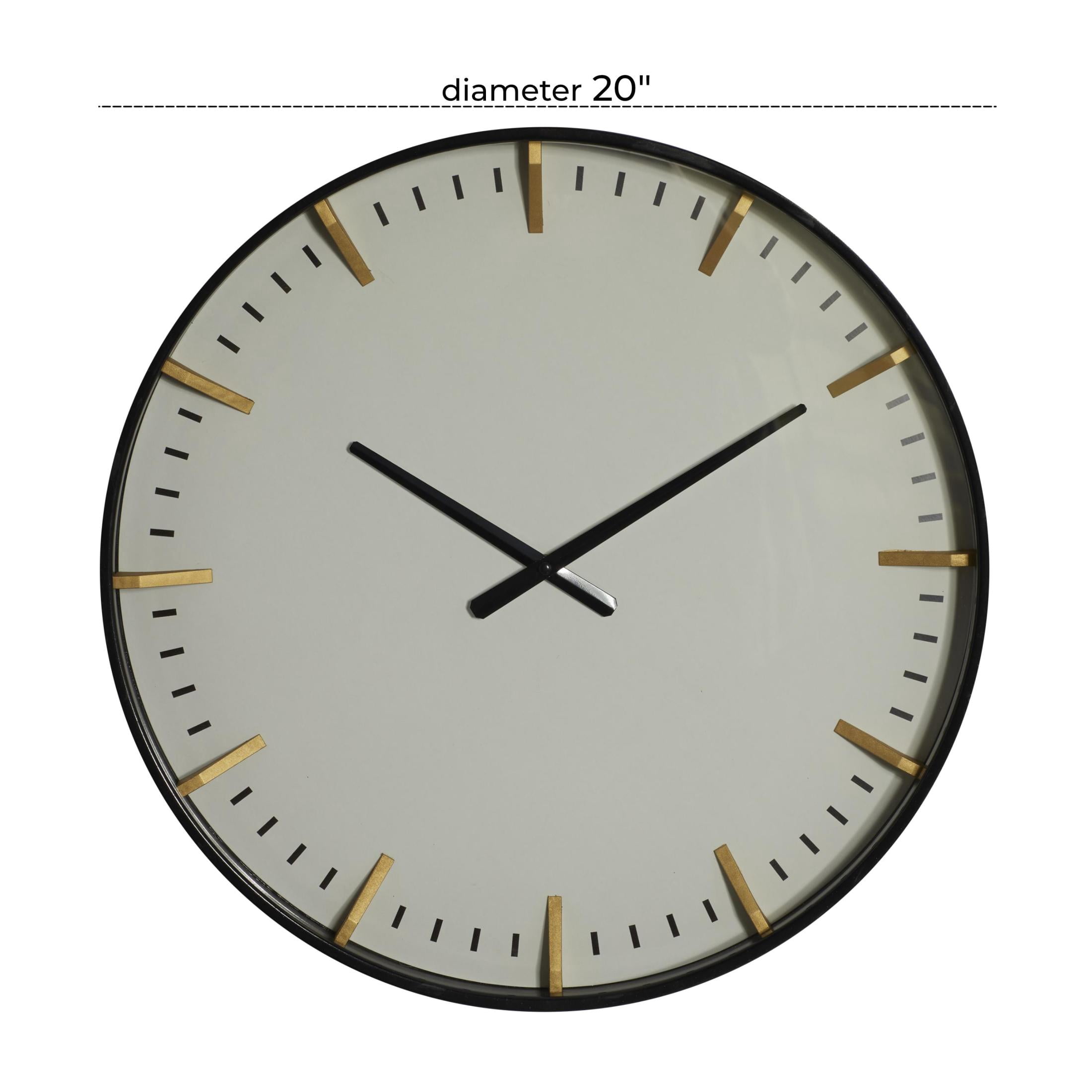 CosmoLiving by Cosmopolitan 20" Black Glass Numberless Wall Clock with Gold Accents