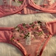 thumbnail image 5 of Ropa interior Sexy para mujer, conjunto de dos piezas con bordado de flores pequeñas, sujetador transparente, lencería caliente, bragas íntimas, 5 of 5