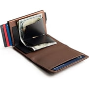 Claasico Men Slim Bifold Wallet & Credit Card Case | Compact Card Holder w/Pop Up Button & ID Slot