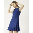 thumbnail image 3 of Moomaya Womens Solid Short Dress, Sleeveless Frilled Hem Round Neck Mini Dress, 3 of 8