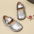 thumbnail image 4 of Girls Mary Jane School Dress Shoes for Little Big Kid Uniform Chunky Heel Closed Round Toe Flats Wedding Formal School Uniform Shoes Silver 23, 4 of 5