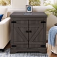 thumbnail image 2 of MINCETA End Tables with Charging Station,25" Farmhouse Wooden Sofa Side Table with Storage,Square Adjustable Shelf End Table for Living Room,Espresso, 2 of 6