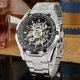 thumbnail image 3 of Tignapoo T-WINNER Skeleton Automatic Men's Watch with Stainless Steel Band, Black Dial, 46mm Case, 3 of 7