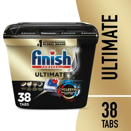 Finish Ultimate Dishwasher Pods, No Pre-Rinse Dishwasher Detergent Soap Tabs, Our Best Clean, 38 Count