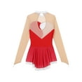 thumbnail image 6 of YiZYiF Womens Long Sleeve Skirted Ballet Dance Gymnastic Leotard Shiny Figure Skating Dress, 6 of 7