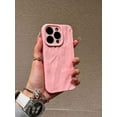 thumbnail image 3 of Premium Skin Feeling Pleated Phone Case, Premium Colour, Simple and Stylish, Anti-Drop, 4 Colours Available, for iPhone 15 14 13 12 11 Pro Max XS XR X Phone Case (Pink,iPhone 15 Plus), 3 of 8