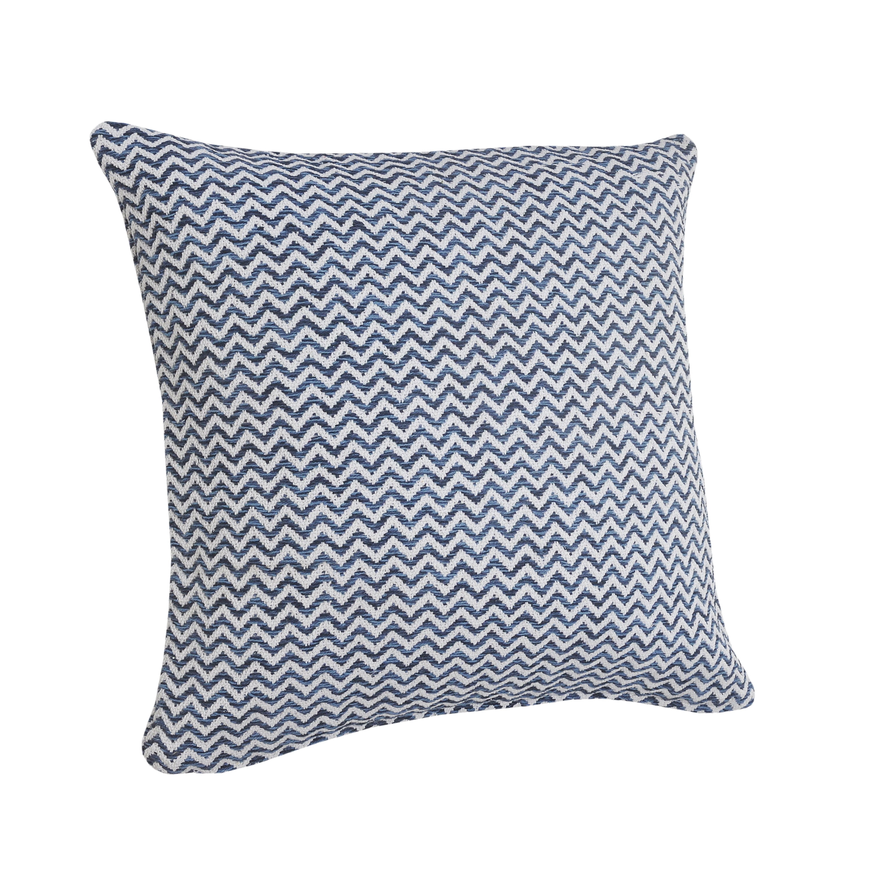 Harlow Hill Hampton 22" x 22" Chevron Cotton Adult Decorative Feather Filled Pillow, Navy/Blue/White