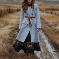 thumbnail image 5 of Women's 2025 Bohemian Style Double Breasted Wool Blend Coat,Mid-Length Trench Coat with Lapel Collar, Slim Fit Overcoat,Elegant Fall Winter Outerwear,Classic Solid Color (Belt Not Include) Light Blue, 5 of 6