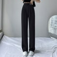 thumbnail image 3 of Kureaily Women's Solid Color Casual Wide Leg Pants High Waisted Suit Pants Draping Straight Floor Length Pants Loose Lounge Trousers, 3 of 5