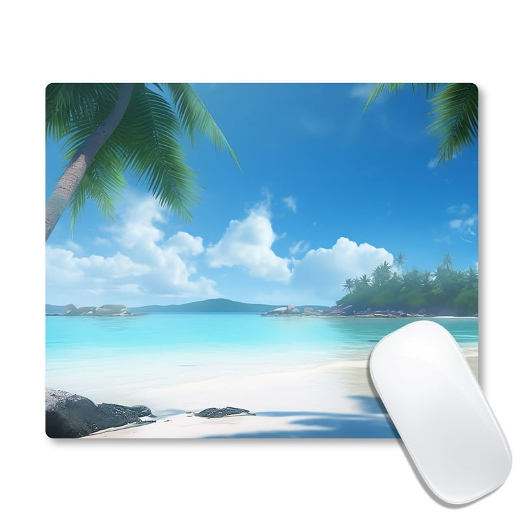 FABOTD Mouse Pad, Gaming Mouse Pads for Desk, Square Blue Sky White Clouds  Beach Palm Trees Mouse Pad, Non Slip Rubber Base Small Mousepads for,  Computer & PC, Gaming & Working, 8.7×7.1×0.12 