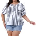 thumbnail image 2 of DARING DIVA Women's Plus Boho Tops Floral Tied V Neck Blouse Shirts 1X White, 2 of 6