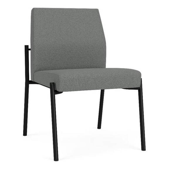 Mystic Reception Waiting Armless Guest Chair / Black Steel / Light Gray