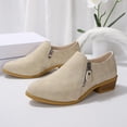 thumbnail image 6 of Xfvqtps Ankle Boots for Women Cork Pointy Toe Low Heel Both Side Zipper Leather Fashion Commute Booties Khaki, 6 of 9