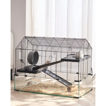 VEVOR Hamster Cage, 360 ° Viewing Transparent Hamster Habitats, Small Animal Cage, 29.5 x 17.3 x 24 in, Ventilated Pet Mouse Cages with Water Bottle, Portable Hamster House for Rats, Guinea Pigs