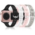 thumbnail image 1 of UBIUO - Paquete de 4 correas de silicona con encaje compatibles con Apple Watch de 38 mm, 40 mm, 41 mm, 42 mm, 44 mm, 45 mm y 49 mm, pulsera deportiva fina y hueca para mujer, 1 of 5
