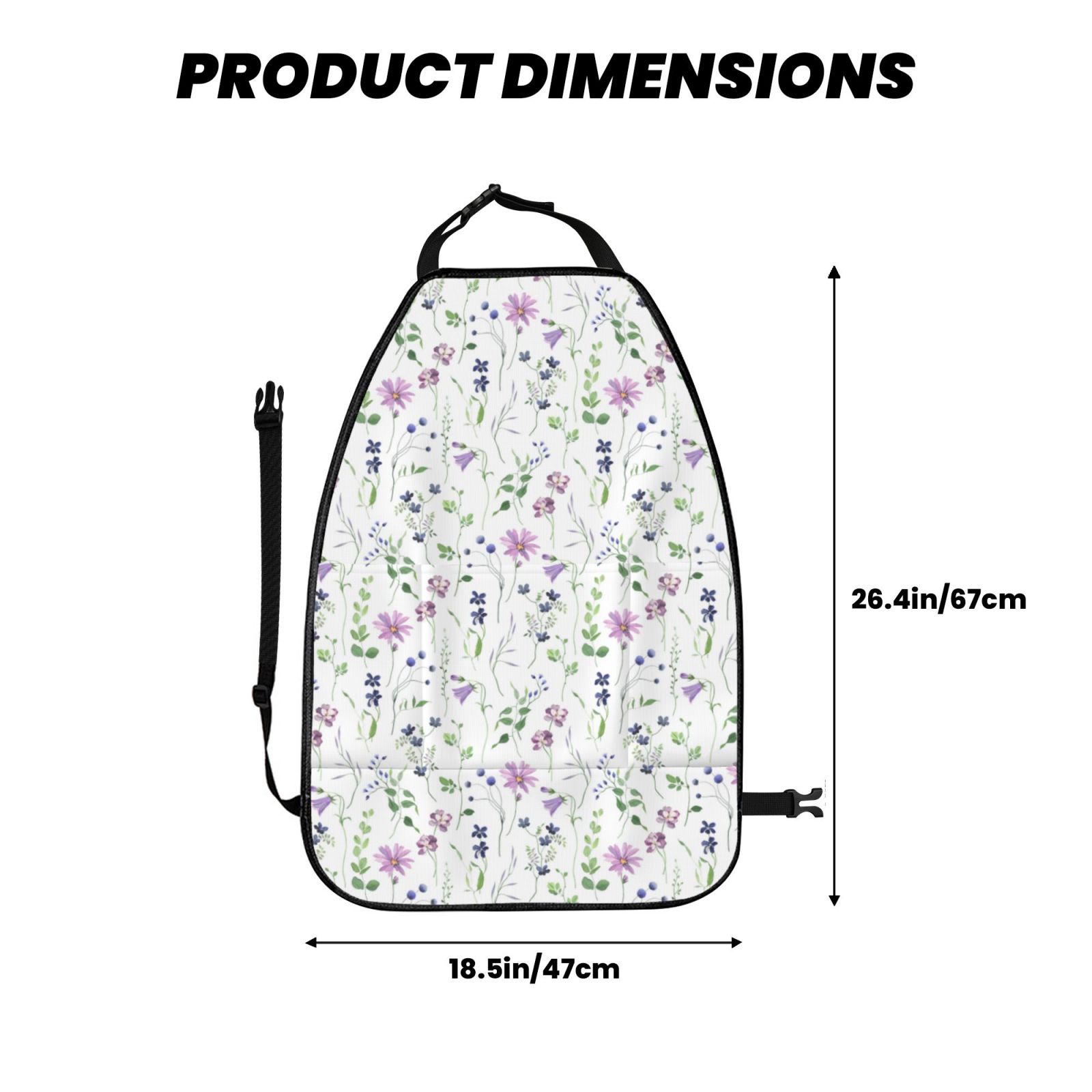 Kdxio Watercolor Wildflower Print 2 Pack Car Kick Mat Seat Cover Back Protector Mat with Pockets for Organizer Backseat Protector and Storage Anti Kick Pad for Vehicles