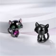 thumbnail image 3 of 925 Sterling Silver Black Cat Embraces Heart Gemstone Charm for Bracelet Charms Bangle Pendant Jewelry, 3 of 4
