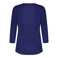 thumbnail image 5 of Teissuly Women's Fashion Casual Solid T-shirt 3/4 Sleeves Buttons Blouse V-Neck Casual Tops, 5 of 5